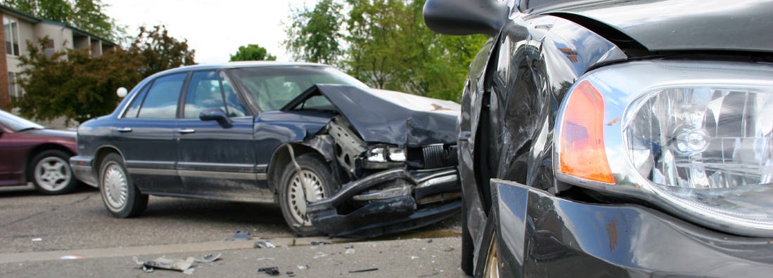 Car Accident with major front end damage. Find Liability Car Insurance.