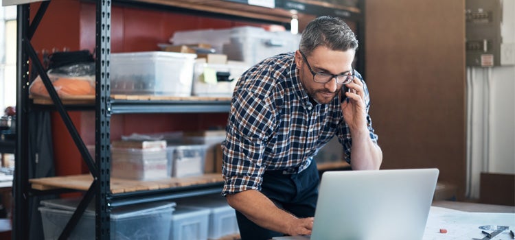 Small business owners on the computer