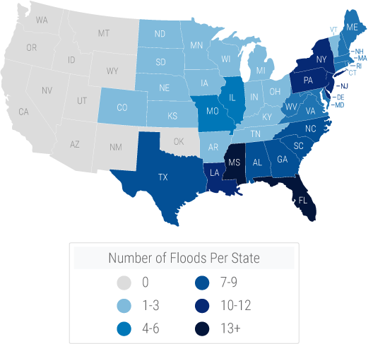 Flood Events Per State.