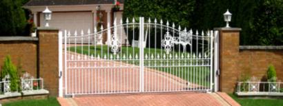 white driveway gate