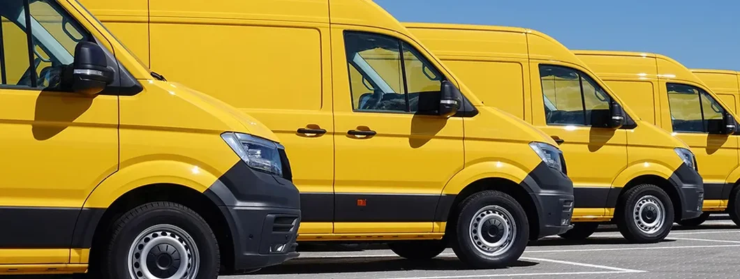 Yellow delivery vans. Find West Virginia Commercial Vehicle Insurance.