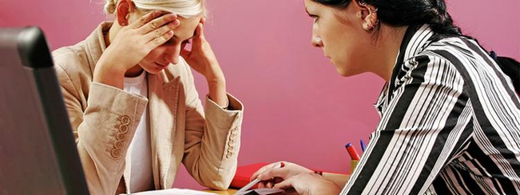 Unhappy woman getting bad news.