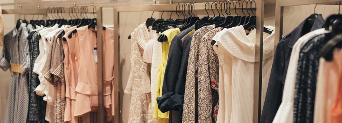 Dresses hanging in a clothing store