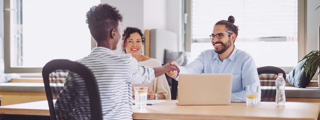 Candidate is having a conversation at a job interview