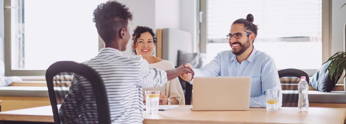 Candidate is having a conversation at a job interview