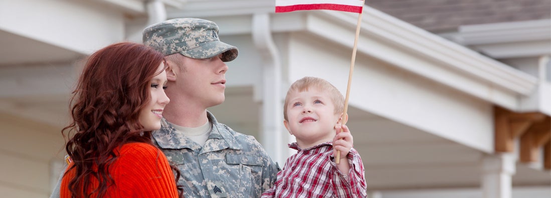 American Soldier with Wife & Son