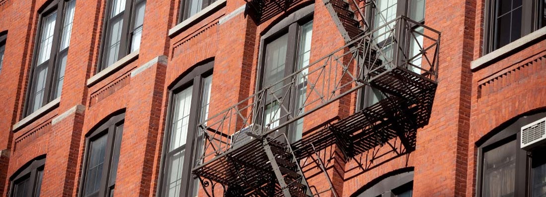 Fire Stairs in Brick building. Find Pittsburgh Pennsylvania renters insurance.