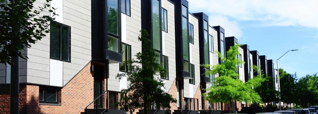 New modernist townhouses in downtown Raleigh, North Carolina. Find Raleigh North Carolina renters insurance.
