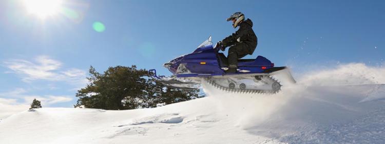 Snowmobile rider enjoying the ride 