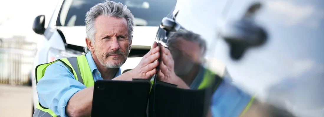 Male Loss Adjuster With Digital Tablet Assessing Insurance Claim. Reasons You Don't Need a Public Insurance Adjuster.