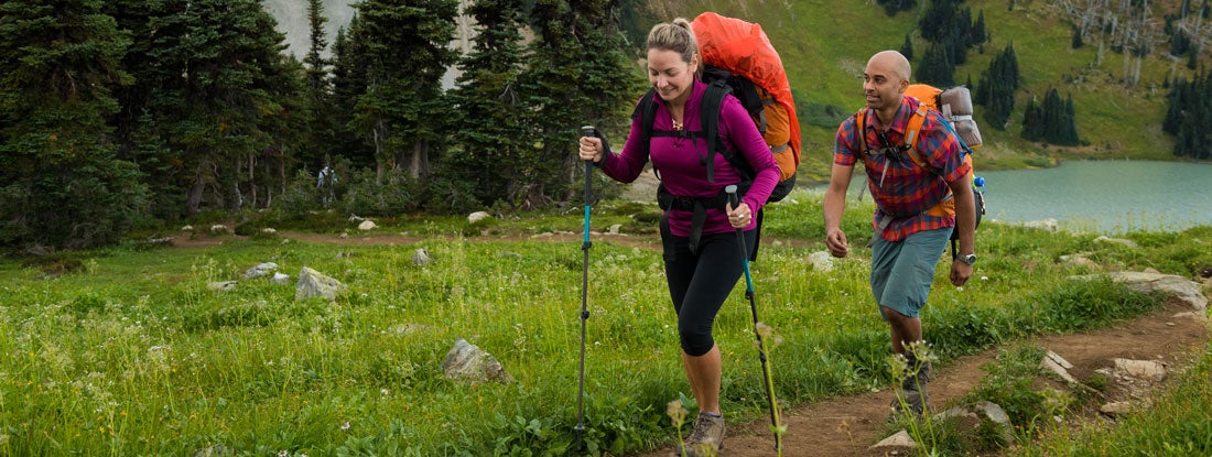 Couple on a hike in the mountains