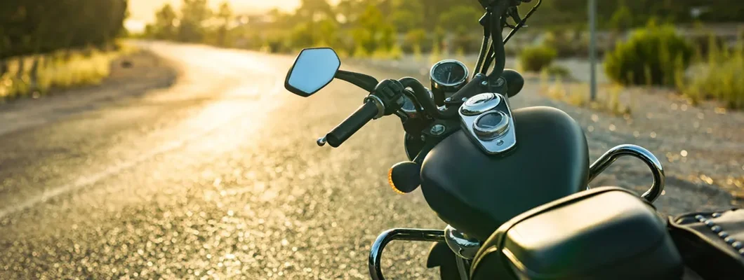 Helmet on motorcycle. Find Missouri Motorcycle Insurance. 