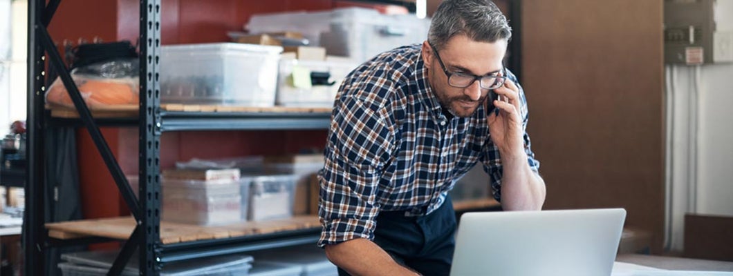 Small business owner on the computer