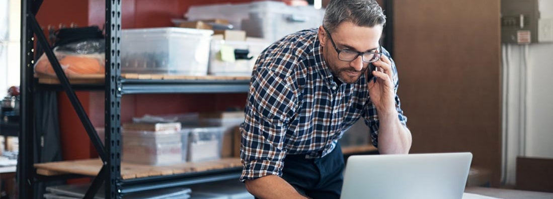 Small business owner on the computer