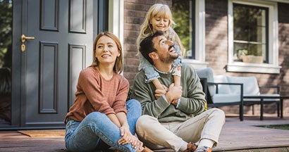 Young family enjoying in sunny day. Find Term Life Insurance Coverages.