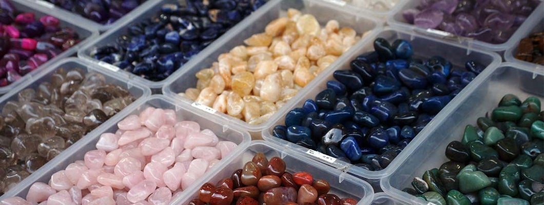 Semi precious gemstones in gemstone shop