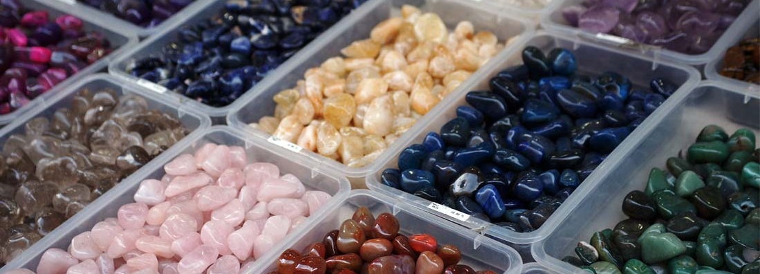 Semi precious gemstones in gemstone shop