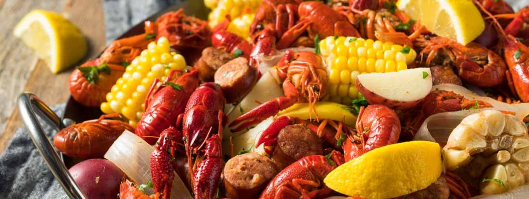 Southern Crawfish Boil with Potatoes Sausage and Corn
