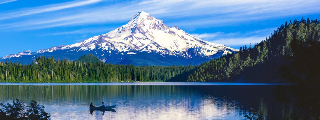 Spring morning at Trillium Lake with Mt. Hood reflection