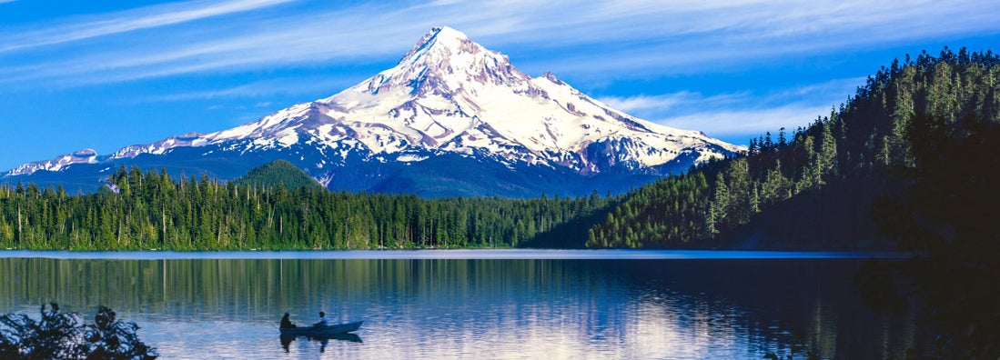 Spring morning at Trillium Lake with Mt. Hood reflection