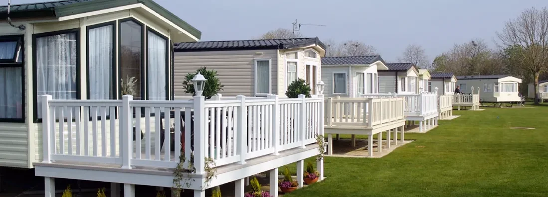 Mobile homes in a park. Find Mobile Home Insurance.