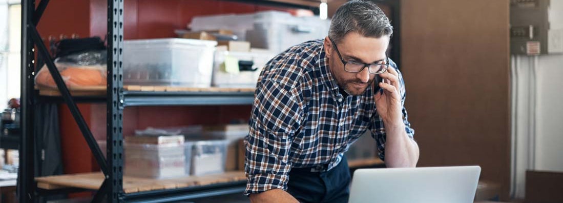 Small business owner on the computer