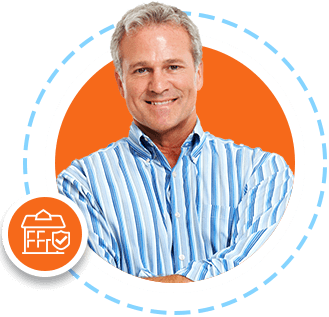 Business Icon.  Man in striped shirt folding arms.