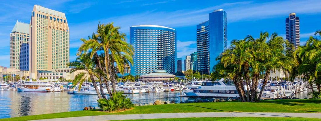 City Skyline of San Diego, California. Find San Diego California business insurance.