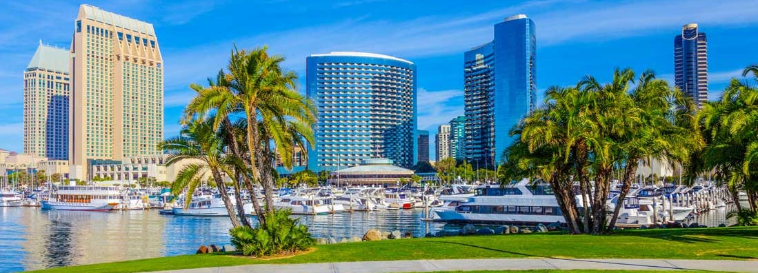 City Skyline of San Diego, California. Find San Diego California business insurance.