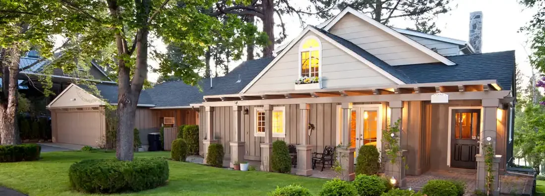 Twilight exterior of home. Clayton, Missouri Homeowners Insurance. 