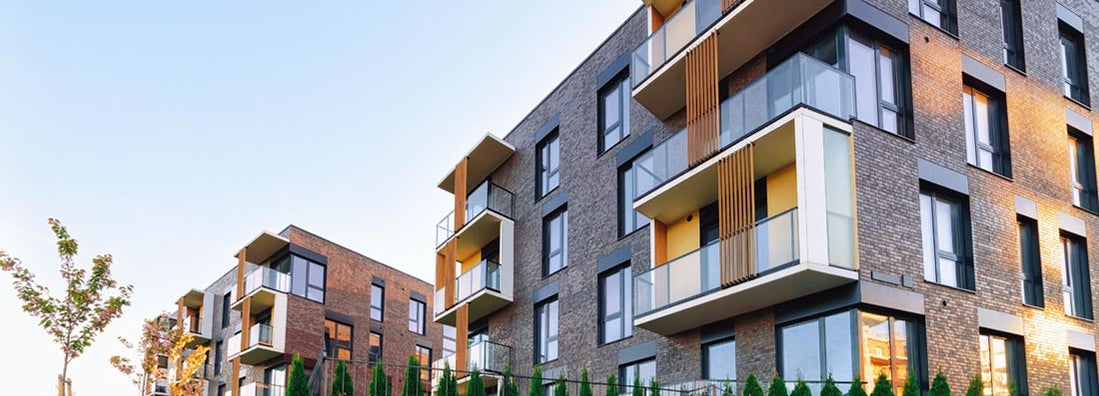 Modern building of condominiums. Find Maryland Condo Insurance.