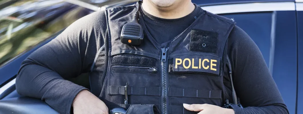 Cropped view of police officer. Police Professional Liability Insurance. 