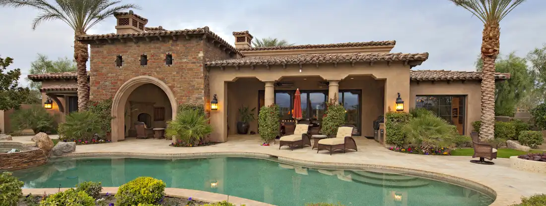 House Exterior with swimming pool. 10 Types of Houses.