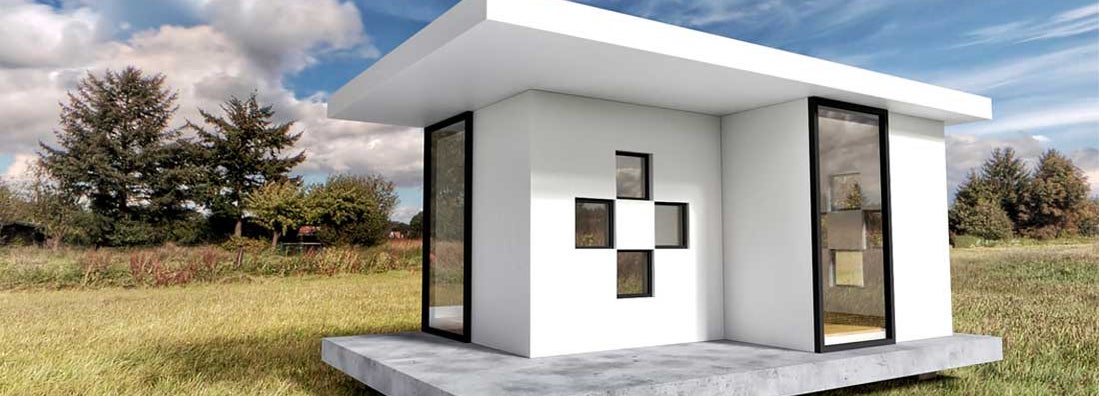 Modern White Tiny House Exterior. Find Tiny house insurance.