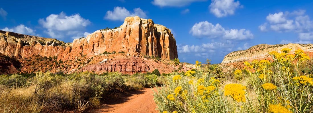 Late afternoon in the Red Rocks area of Northern New Mexico featuring amazing colors and rock formations