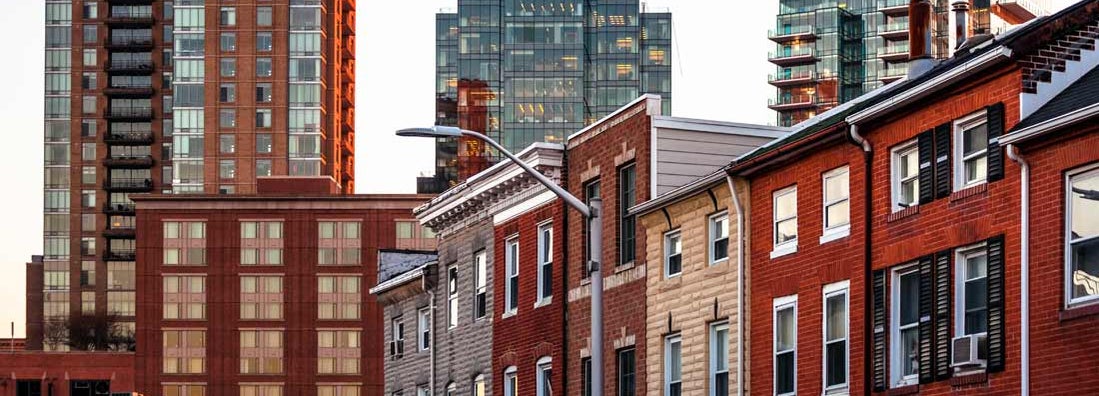 Apartment buildings in Baltimore, Maryland. Find Maryland renters insurance.
