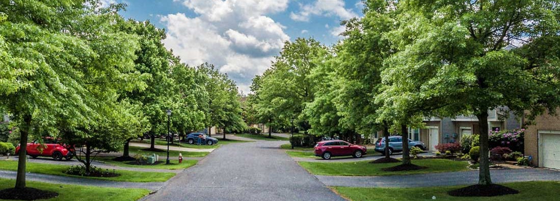 Quiet street in small West Virginia town. Find West Virginia umbrella insurance.