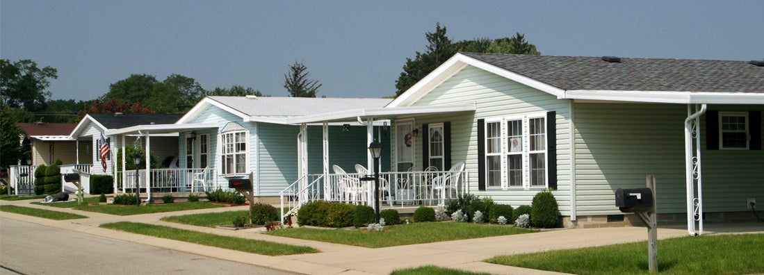 A street view in a prefabricated home development