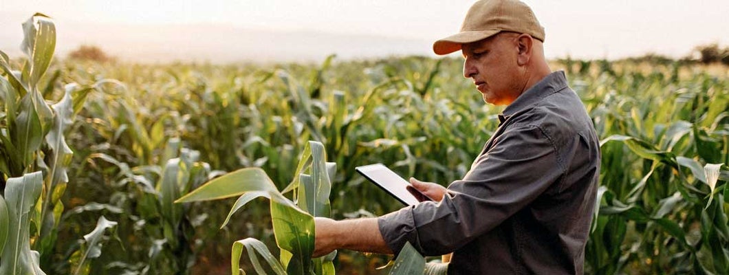 Farmer oversees his crop. Find the Best Farm and Ranch Insurance Companies.