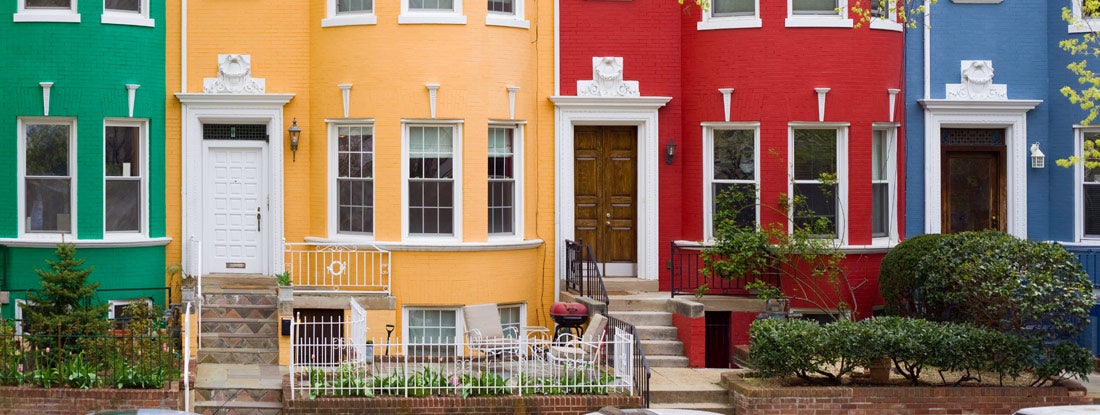 Colorful row townhouses