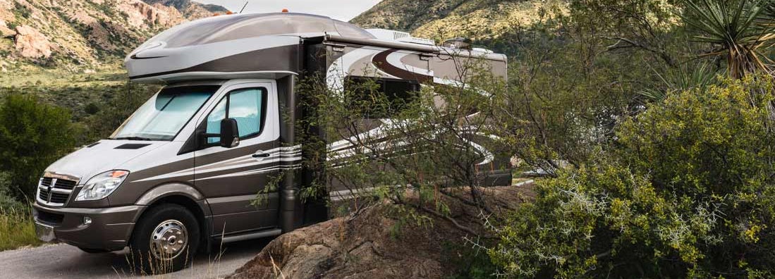 RV in campground in Arizona. Find Arizona RV Insurance.