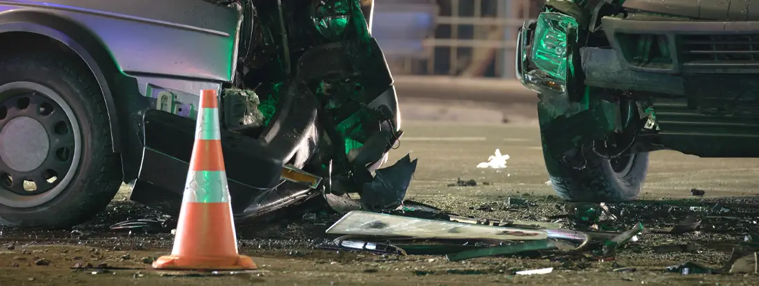 Car Accident with major front end damage. Find Liability Car Insurance.