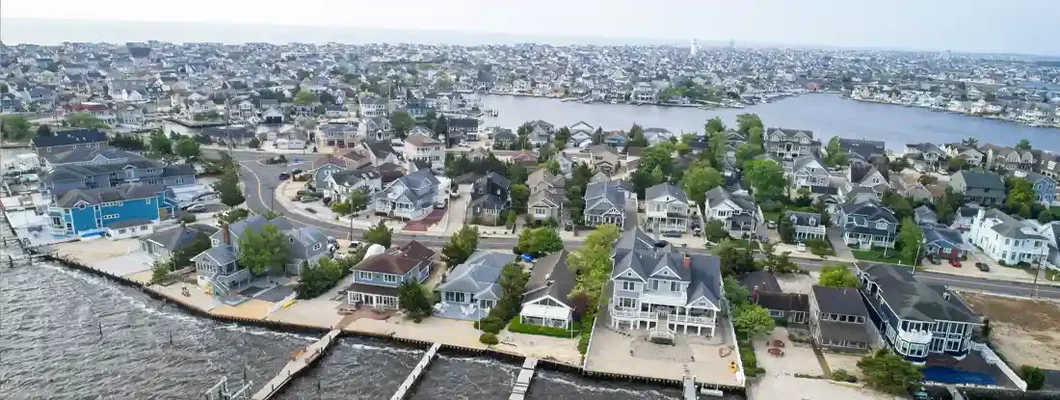 New Jersey shore town island community, on Barnegat Bay. Find New Jersey Flood Insurance. 
