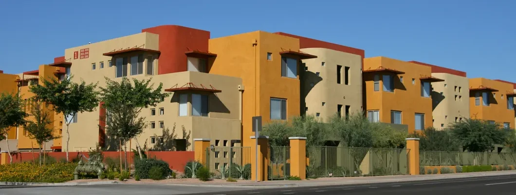 Vibrantly colored luxury apartments in north Scottsdale, Arizona. Find Arizona landlord insurance.