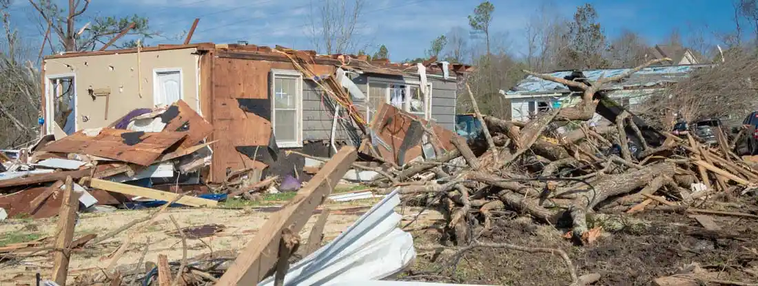 Aftermath of a tornado struck an Alabama home. Does homeowners insurance cover tornado damage?