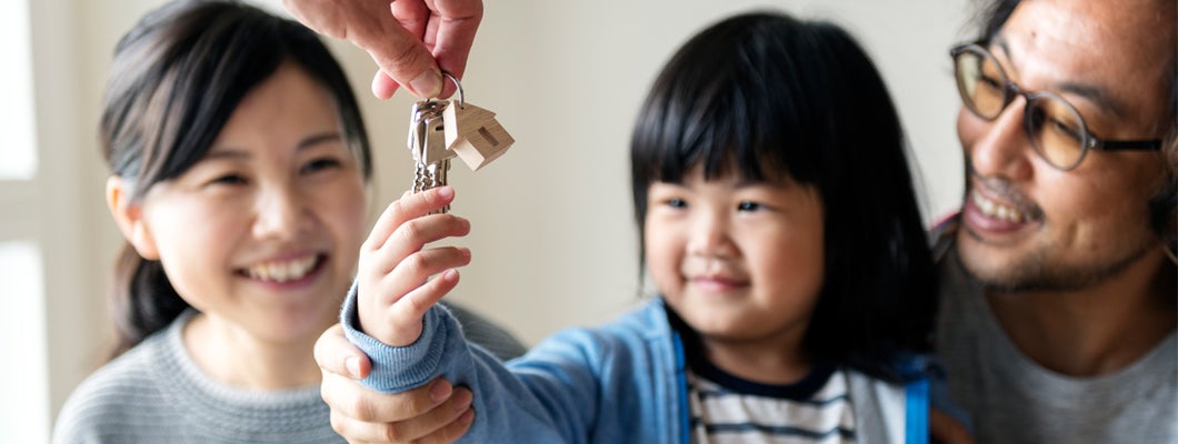 Asian family buy new house