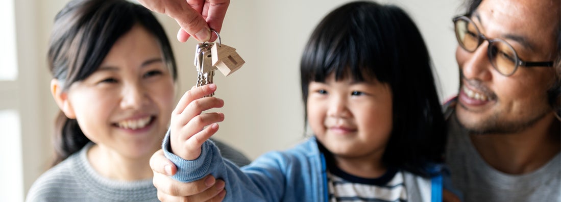 Asian family buy new house