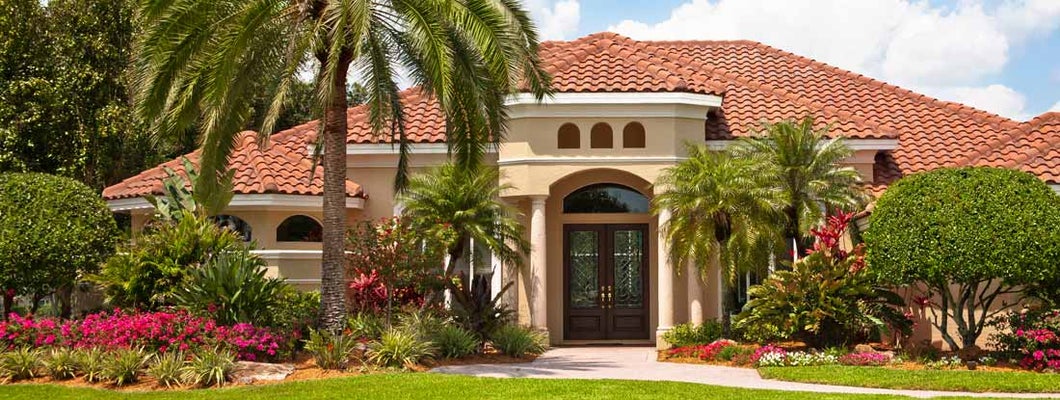 Florida home with palm trees
