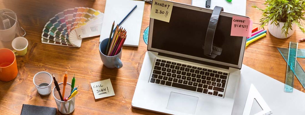 Messy desk of web designer