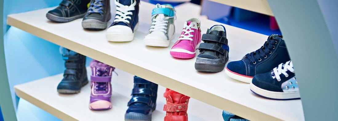 Childrens winter and autumn shoes in store